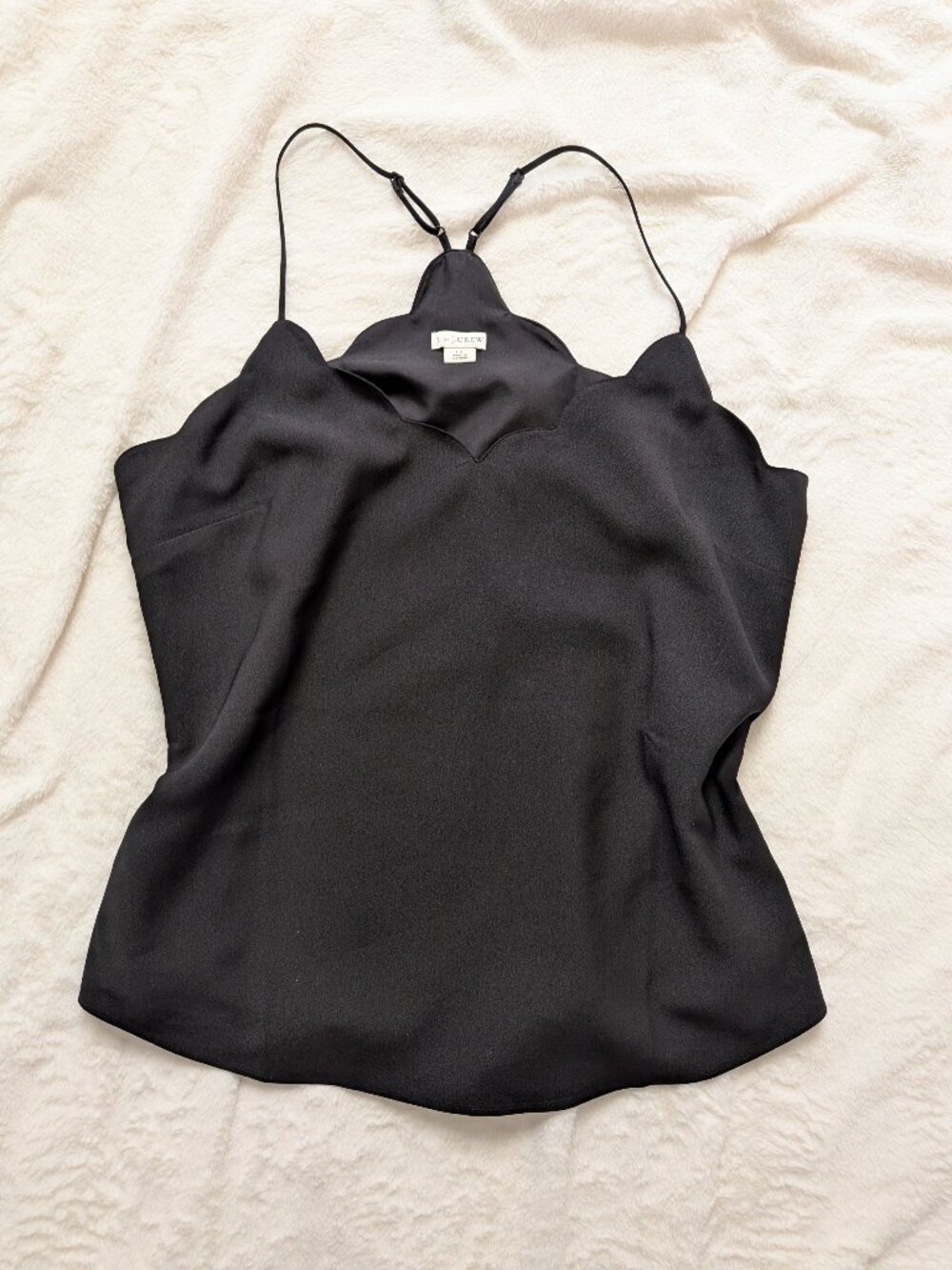 J.Crew Black Scalloped Racerback Cami 12 Minimalist Going Out Office Preppy